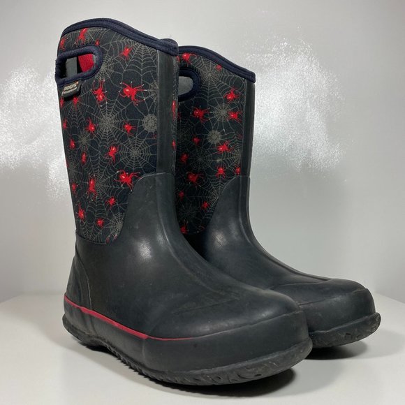 Bogs Youth Boots Classic II Hockey Waterproof Rain Rubber Black Sz 4Y - Picture 1 of 13